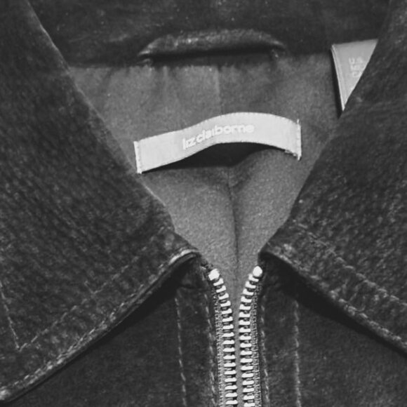 Liz Claiborne Black Suede Coat Size Large - Picture 3 of 9